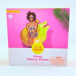 Sun Squad Giant Glitter Flame Pool Float Gold Inflatable 48 Inch 091-11-16364